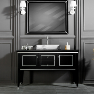 MANHATTAN  48" BLACK SILVER BATHROOM VANITY