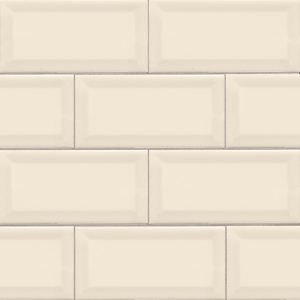 Almond Glossy Subway Tile Beveled 3x6