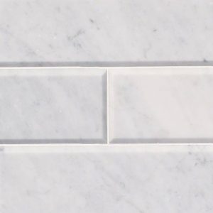 Arabescato Carrara 4x12 Honed and Big Beveled Subway Tile Backsplash