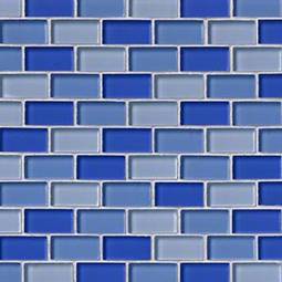 BLUE BLEND BRICK GLASS 1X2X8MM Glass Tile