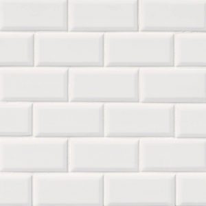 Domino White Glossy Subway Tile Beveled 2x4