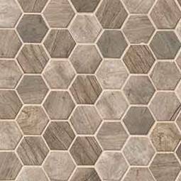 Driftwood Hexagon Glass Tile