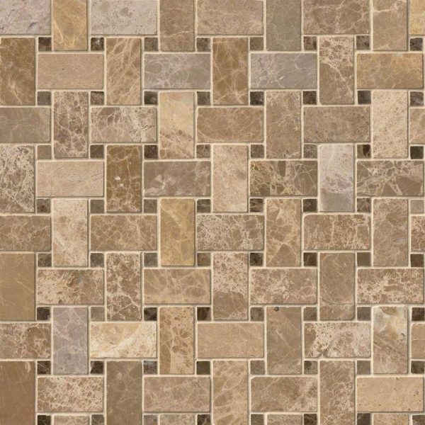 Emperador Light and Emperador Dark Basketweave Pattern Tile