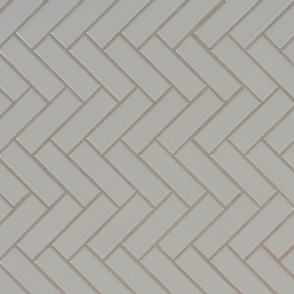 Gray Glossy Herringbone Mosaic
