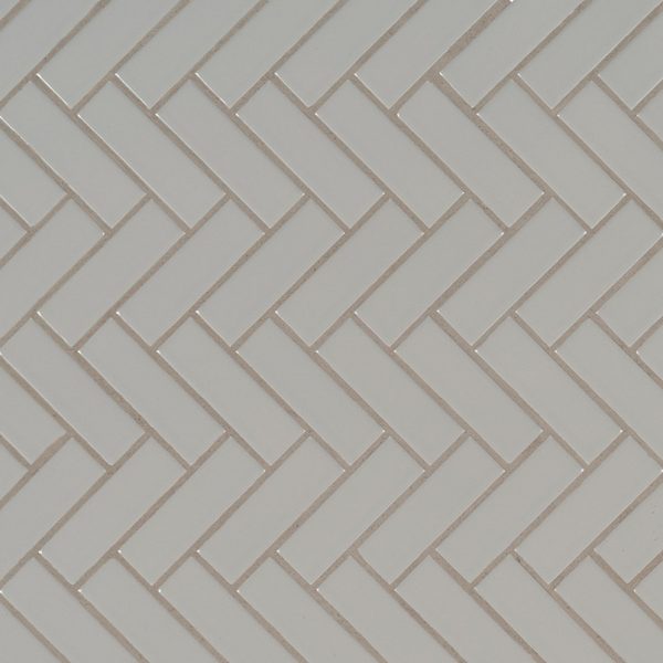 Gray Glossy Herringbone Mosaic