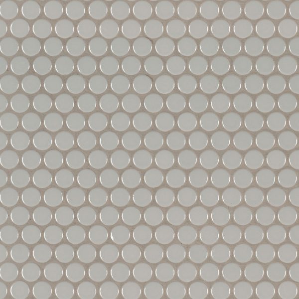 Gray Glossy Penny Round Mosaic