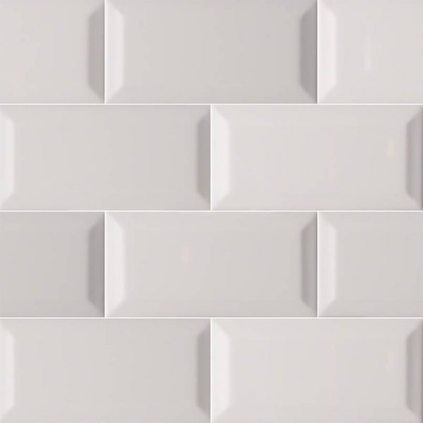 Gray Glossy Subway Tile Beveled 3x6