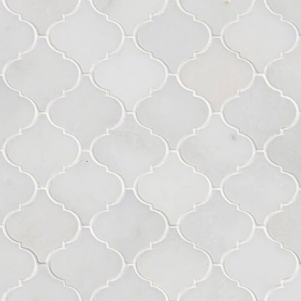 Greecian White Arabesque Pattern Polished Backsplash Tile