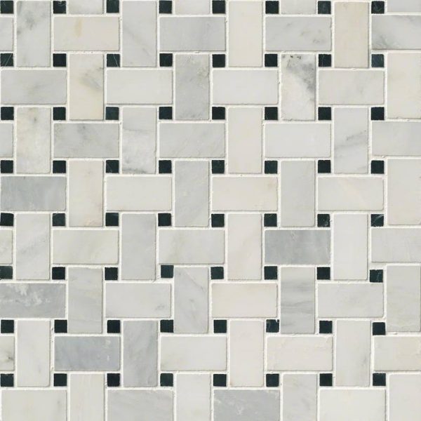 Greecian White Basketweave Pattern Polished Tile