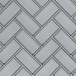 Ice Bevel Herringbone Backsplash Tile