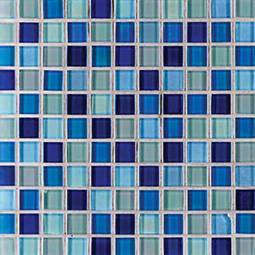 Iridescent Blue Blend  Glass Tile