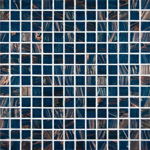 Iridescent Blue Glass Pool Backsplash Tile