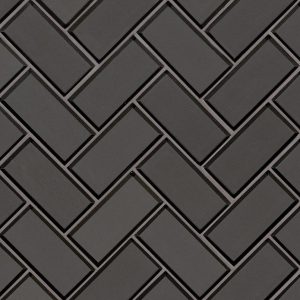 Metallic Gray Herringbone 8mm Glass Backsplash Tile