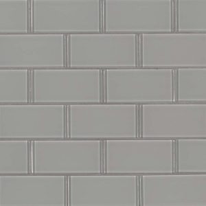 Oyster Gray Subway 2x4x8mm Glass Backsplash Tile