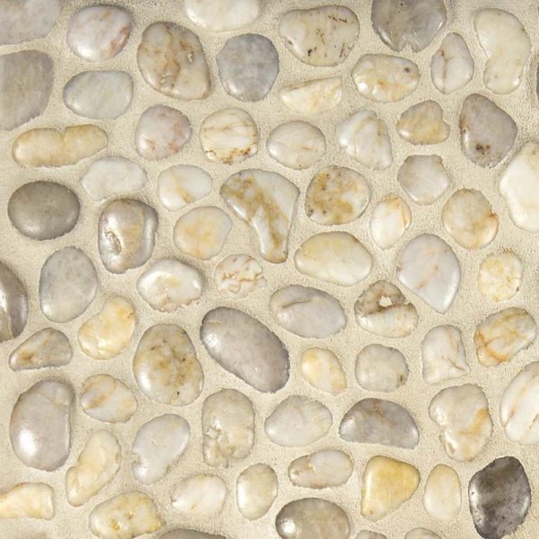 Polished White Pebbles Meshed 12x12