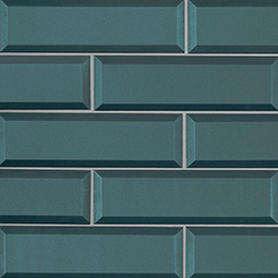 Verde Azul 2.5x8x8mm Beveled Glass Backsplash Tile